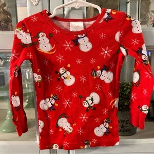 Vintage Festive Snowman Long Sleeve Kids Pajama Tee - Red